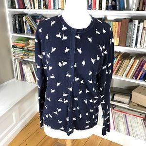 Navy blue cardigan with swan detail